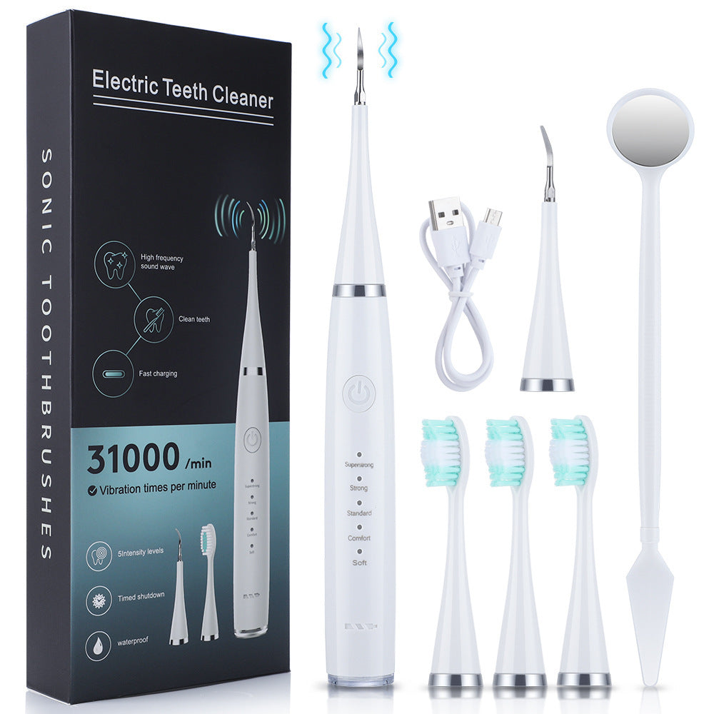 5-Speed High Frequency Vibrating Tooth Cleaner USB Electric Toothbrush Cleaning Device To Remove Stained Calculus Set Tooth Cleaning Instrument