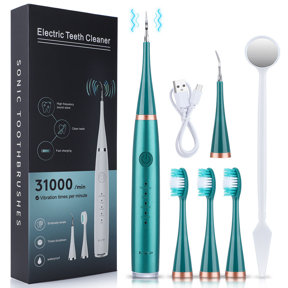 5-Speed High Frequency Vibrating Tooth Cleaner USB Electric Toothbrush Cleaning Device To Remove Stained Calculus Set Tooth Cleaning Instrument