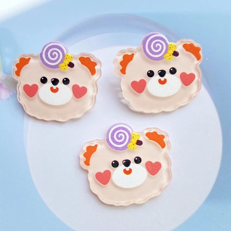 10Cute Cartoon Animal Acrylic Pendant Charm DIY Decorative Necklace Earrings Keychain Brooch Hair Accessories G98