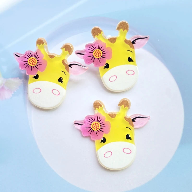 10Cute Cartoon Animal Acrylic Pendant Charm DIY Decorative Necklace Earrings Keychain Brooch Hair Accessories G98