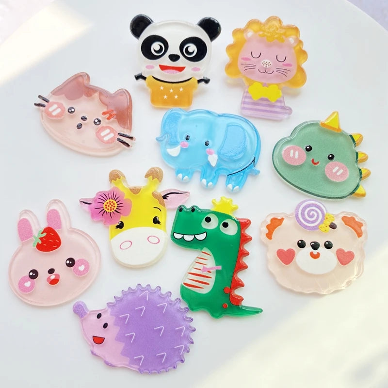 10Cute Cartoon Animal Acrylic Pendant Charm DIY Decorative Necklace Earrings Keychain Brooch Hair Accessories G98