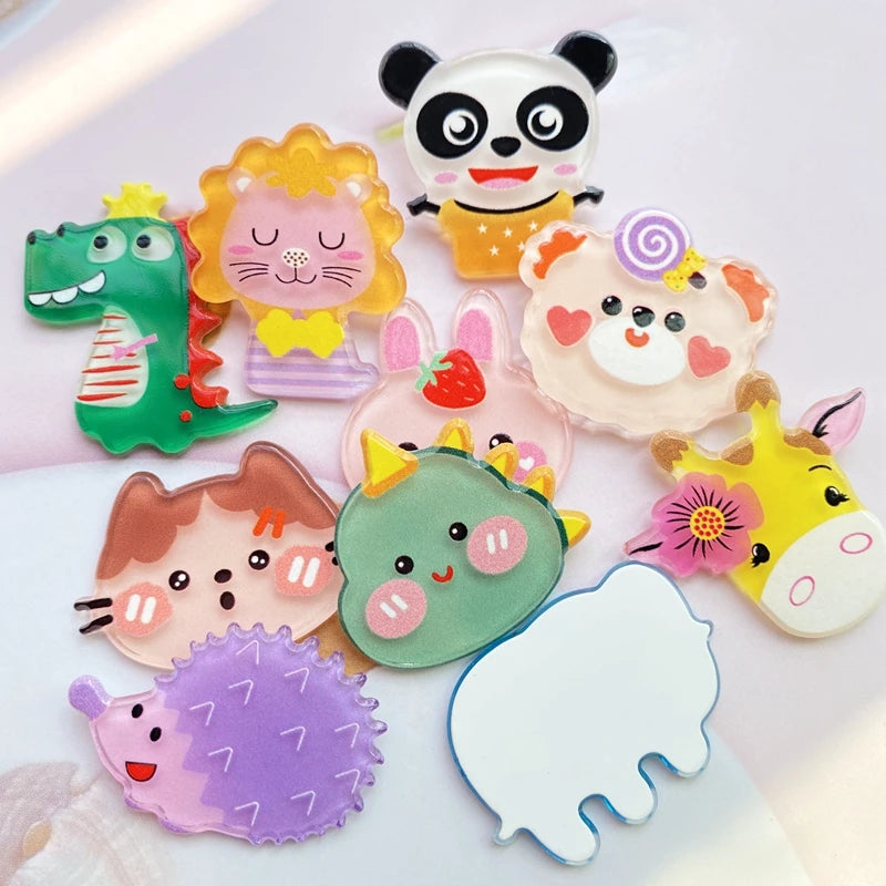 10Cute Cartoon Animal Acrylic Pendant Charm DIY Decorative Necklace Earrings Keychain Brooch Hair Accessories G98