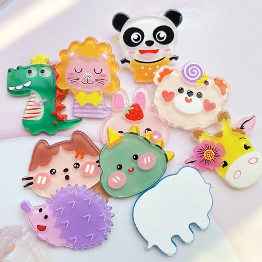 10Cute Cartoon Animal Acrylic Pendant Charm DIY Decorative Necklace Earrings Keychain Brooch Hair Accessories G98